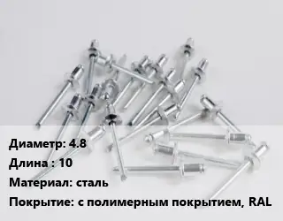 Заклепка 4.8х10 сталь с полимерным покрытием, RAL